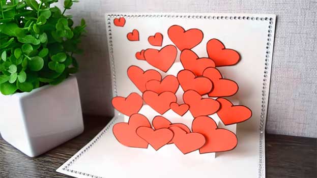 Объемная валентинка из бумаги своими руками - 3D сердечки на праздник влюбленных